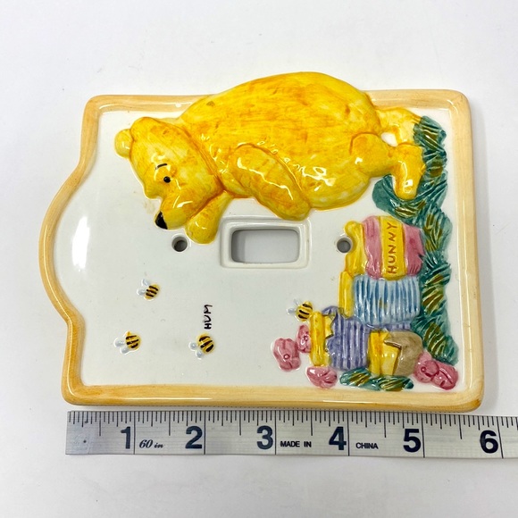 Disney Winnie the Pooh Ceramic Light Plate Cover, Vintage Light Switch - Picture 6 of 6